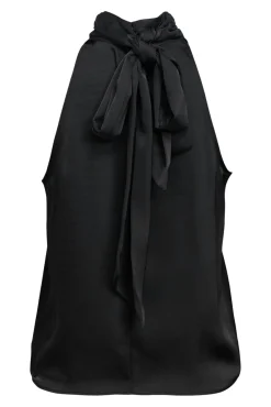 Object Blusas-Top acetinado laçada Preto