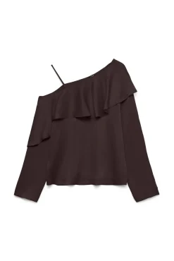 Vero Moda T-Shirts-Top assimétrica de manga comprida Castanho