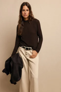 Slowlove T-Shirts|Blusas-Top básico estructura Castanho