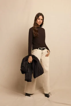 Slowlove T-Shirts|Blusas-Top básico estructura Castanho