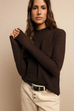 Slowlove T-Shirts|Blusas-Top básico estructura Castanho