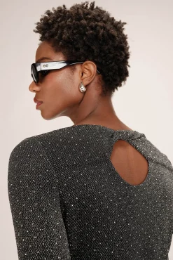 Grace & Mila T-Shirts-Top colado com lurex Cinzento