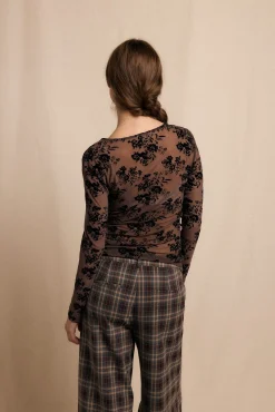 Slowlove T-Shirts-Top com decote assimétrico Castanho