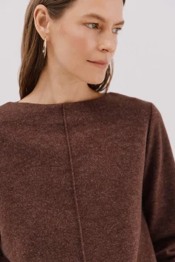 Cortefiel T-Shirts-Top com decote chaminé Castanho