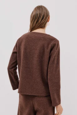 Cortefiel T-Shirts-Top com decote chaminé Castanho