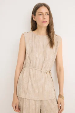 Cortefiel T-Shirts-Top com fivela jacquard Castanho