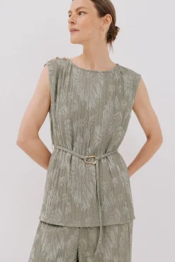 Cortefiel T-Shirts-Top com fivela jacquard Verde