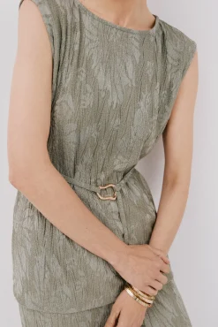 Cortefiel T-Shirts-Top com fivela jacquard Verde