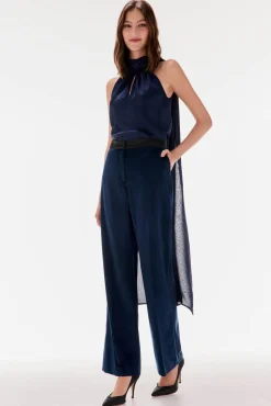 TFP by Tamara Falcó T-Shirts-Top com laçada liso Azul