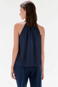 TFP by Tamara Falcó T-Shirts-Top com laçada liso Azul