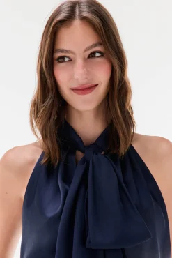 TFP by Tamara Falcó T-Shirts-Top com laçada liso Azul