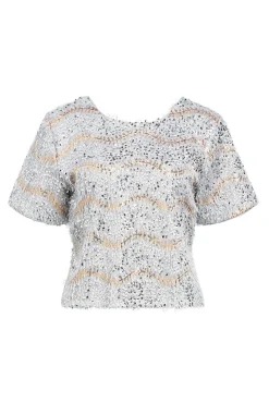 Object T-Shirts-Top com lantejoulas e franjas Cinzento