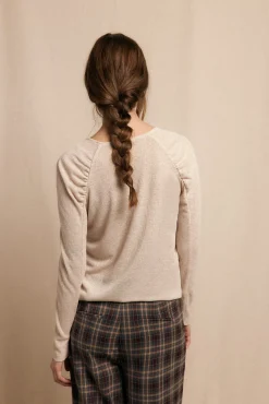 Slowlove T-Shirts-Top com manga franzidas Ecru