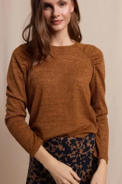 Slowlove T-Shirts-Top com manga franzidas Dourado