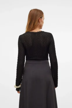 Vero Moda T-Shirts-Top curto de manga comprida Preto