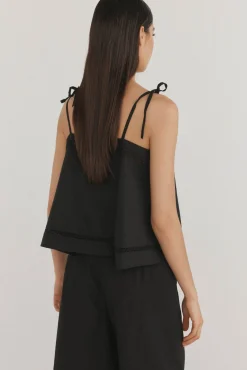 Pedro del Hierro T-Shirts|Blusas-Top de alças com bicos Preto