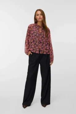 Vero Moda Blusas-Top de chiffon de manga comprida Multicolorido