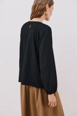 Cortefiel T-Shirts-Top de crochet com patch Preto