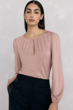 Pedro del Hierro T-Shirts-Top de lurex com abertura Rosa
