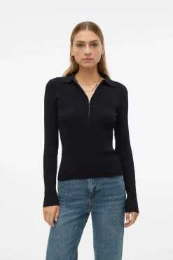 Vero Moda T-Shirts-Top de malha estilo polo Preto