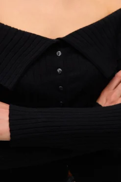 Vero Moda T-Shirts-Top de malha ombro a ombro Preto