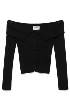 Vero Moda T-Shirts-Top de malha ombro a ombro Preto