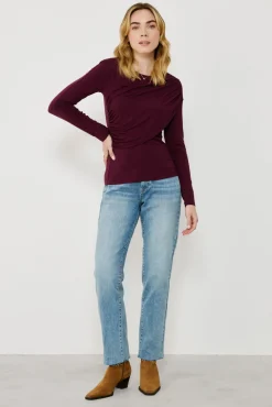 Vila T-Shirts-Top de manga comprida com detalhe drapeado Roxo