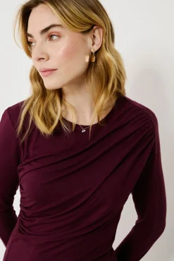 Vila T-Shirts-Top de manga comprida com detalhe drapeado Roxo