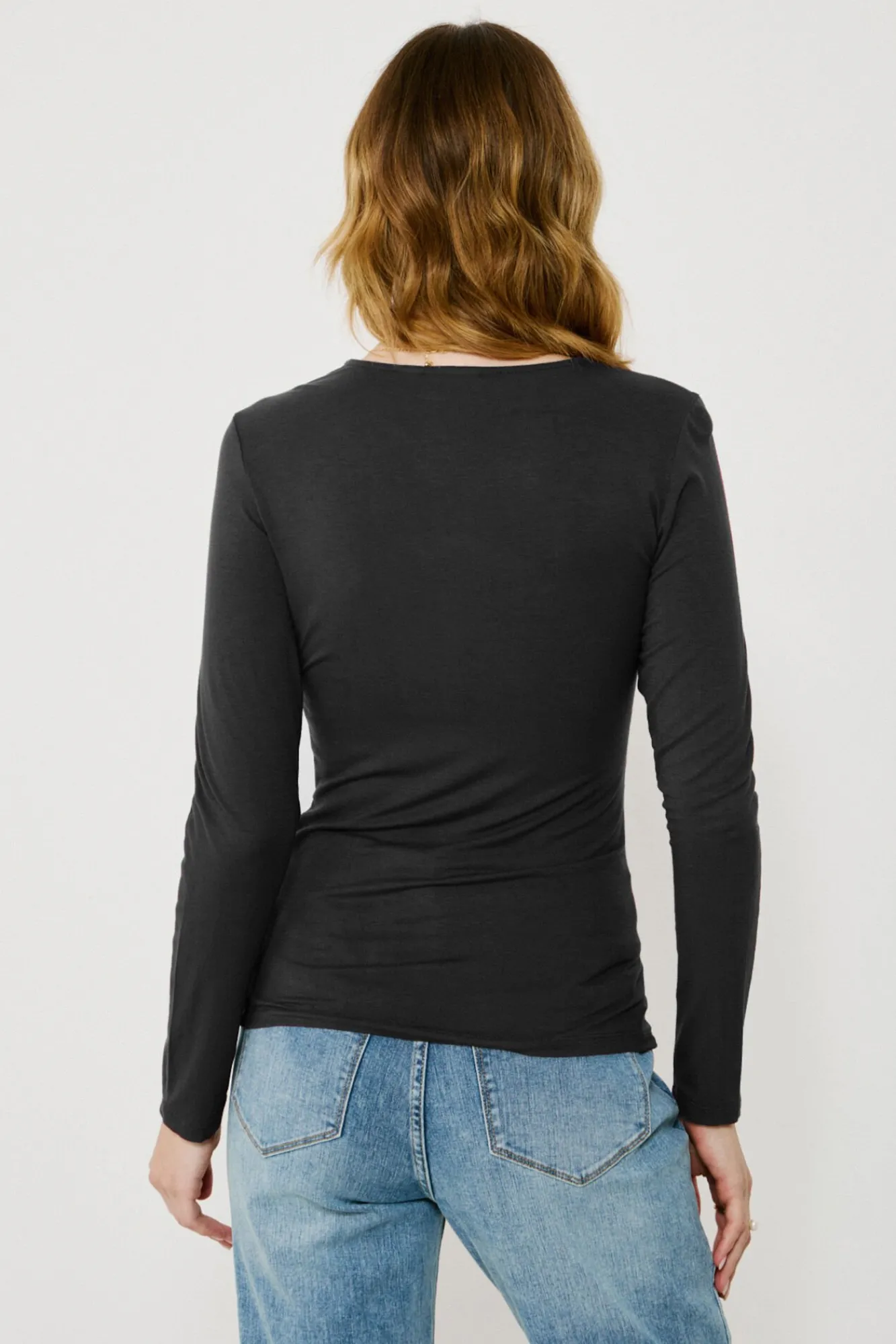 Vila T-Shirts-Top de manga comprida com detalhe drapeado Preto