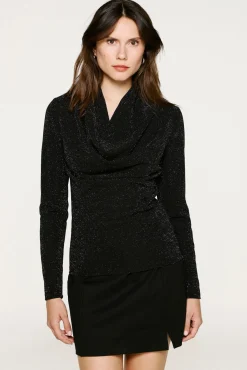 Selected T-Shirts-Top de manga comprida com glitter Preto