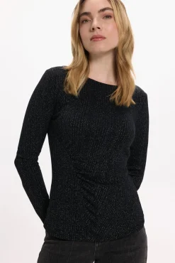 Vila T-Shirts-Top de manga comprida com glitter Preto