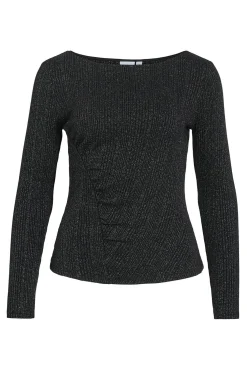 Vila T-Shirts-Top de manga comprida com glitter Preto