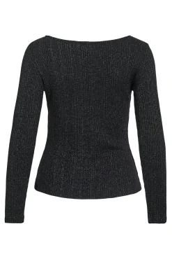 Vila T-Shirts-Top de manga comprida com glitter Preto