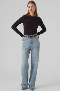 Vero Moda T-Shirts-Top de manga comprida com detalhes em renda Preto