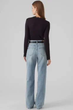 Vero Moda T-Shirts-Top de manga comprida com detalhes em renda Preto