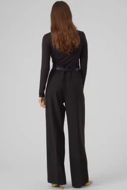 Vero Moda T-Shirts-Top de manga comprida com gola em V Preto