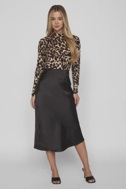 Vila T-Shirts-Top de manga comprida leopardo Castanho