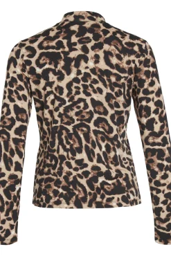 Vila T-Shirts-Top de manga comprida leopardo Castanho
