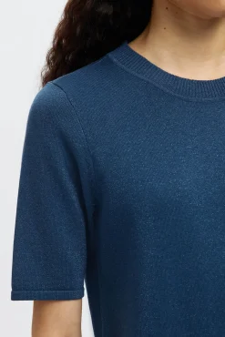 Selected T-Shirts-Top de manga curta com glitter Azul