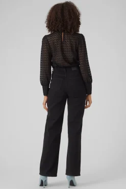 Vero Moda T-Shirts-Top de renda com gola fechada Preto