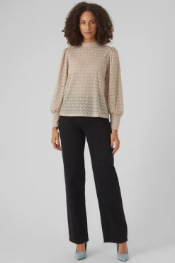 Vero Moda T-Shirts-Top de renda com gola fechada Cinzento