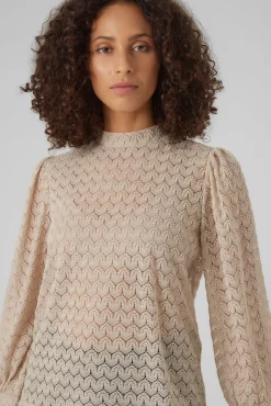 Vero Moda T-Shirts-Top de renda com gola fechada Cinzento