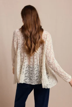 Slowlove T-Shirts|Blusas-Top de renda de renda Ecru