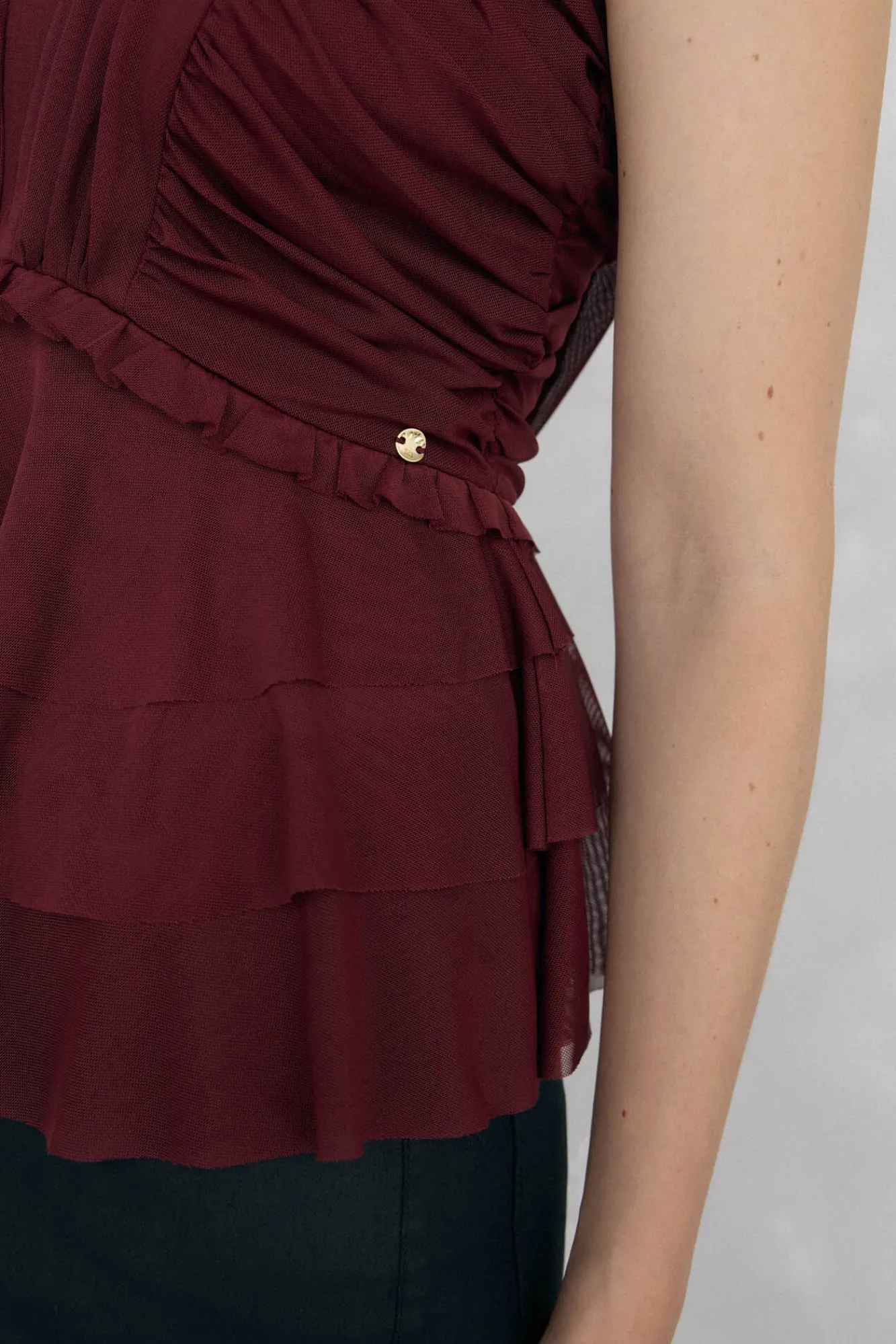 Pedro del Hierro T-Shirts-Top de tule com alças Bordeaux