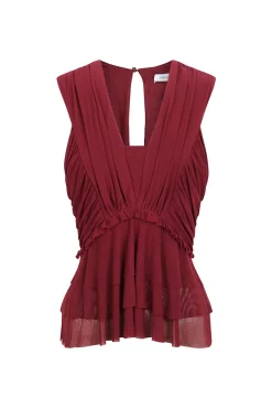 Pedro del Hierro T-Shirts-Top de tule com alças Bordeaux