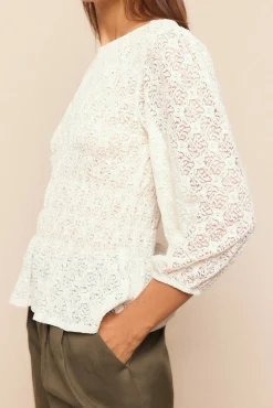 Slowlove T-Shirts-Top estampado franzido Ecru