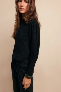 Slowlove T-Shirts-Top estructura frunce Preto