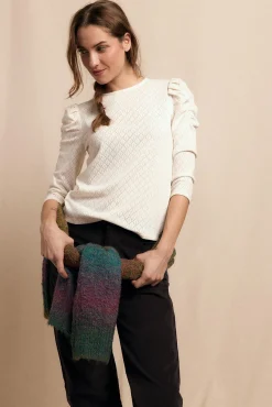 Slowlove T-Shirts-Top estruturado com manga bufantes Ecru