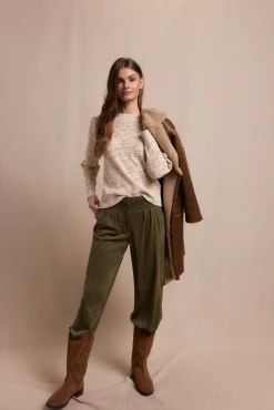 Slowlove T-Shirts|Blusas-Top estruturado franzido Tostado