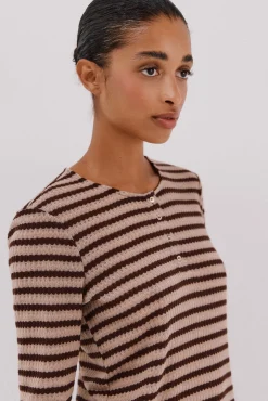 Cortefiel T-Shirts-Top estruturado riscas Castanho